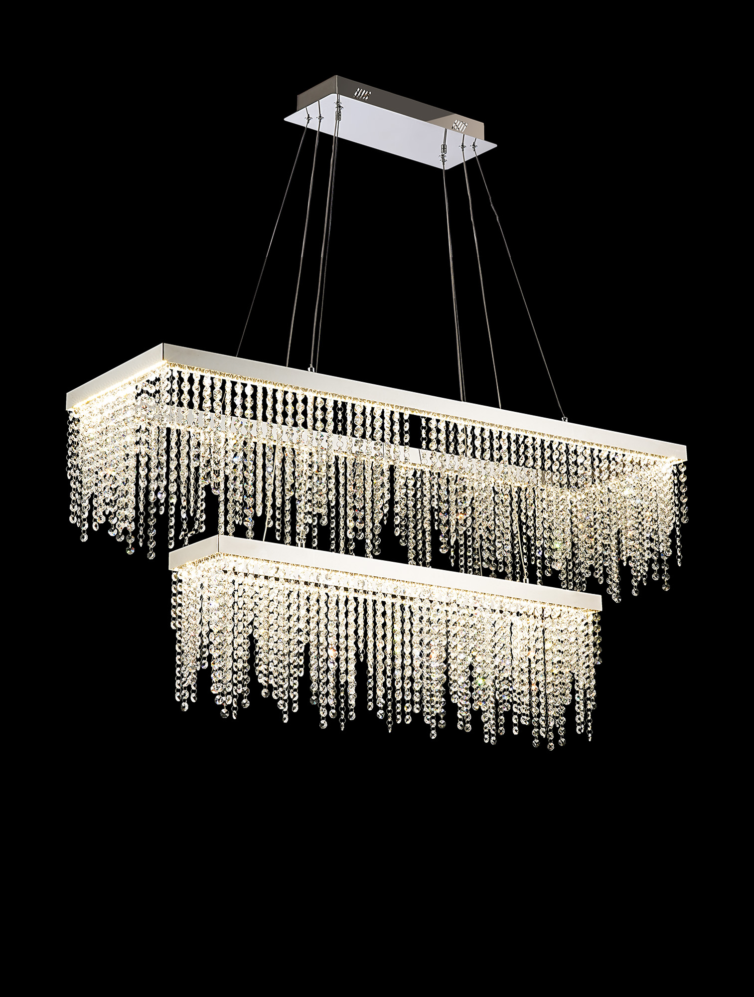 IL32865  Bano Rectangular Dimmable 2 Tier Pendant 65W LED Polished Chrome